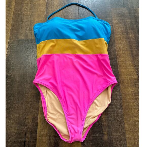J.Crew Bandeau One-Piece in Colorblock Swimsuit Size 12 - Picture 9 of 9